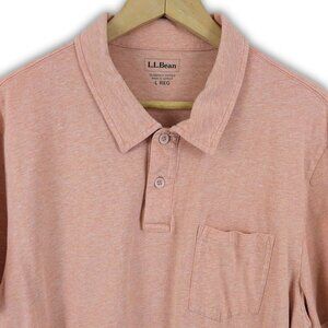 L.L. Bean Slightly Fitted Polo Shirt Men’s Large Salmon Heather Pocket Cotton